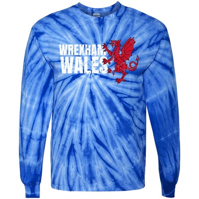 Wrexham Wales Flag Welsh Dragon Sports Urban Vintage Gift Tie-Dye Long Sleeve Shirt