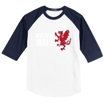 Wrexham Wales Flag Welsh Dragon Sports Urban Vintage Gift Baseball Sleeve Shirt