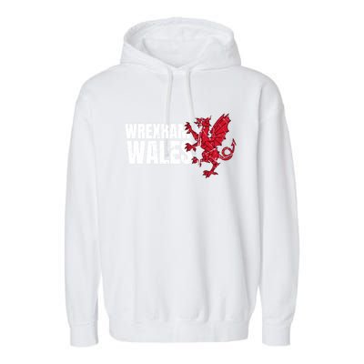 Wrexham Wales Flag Welsh Dragon Sports Urban Vintage Gift Garment-Dyed Fleece Hoodie