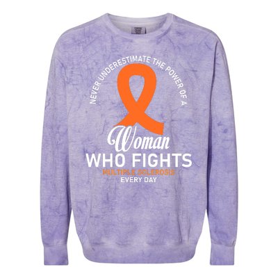 Women Who Fight Multiple Sclerosis Awareness Colorblast Crewneck Sweatshirt