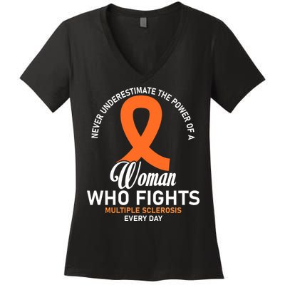 Women Who Fight Multiple Sclerosis Awareness Women's V-Neck T-Shirt