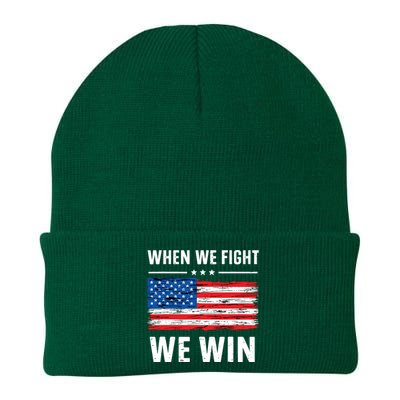 When We Fight We Win American Flag Usa Politics Quote Knit Cap Winter Beanie