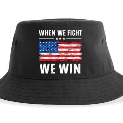 When We Fight We Win American Flag Usa Politics Quote Sustainable Bucket Hat