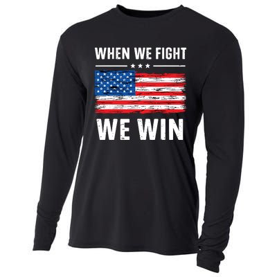 When We Fight We Win American Flag Usa Politics Quote Cooling Performance Long Sleeve Crew