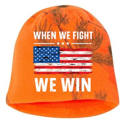 When We Fight We Win American Flag Usa Politics Quote Kati - Camo Knit Beanie