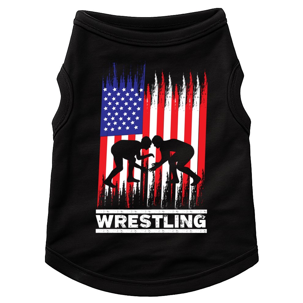 Wrestler Wrestling Fans American Flag Men Women Gift Doggie Tank
