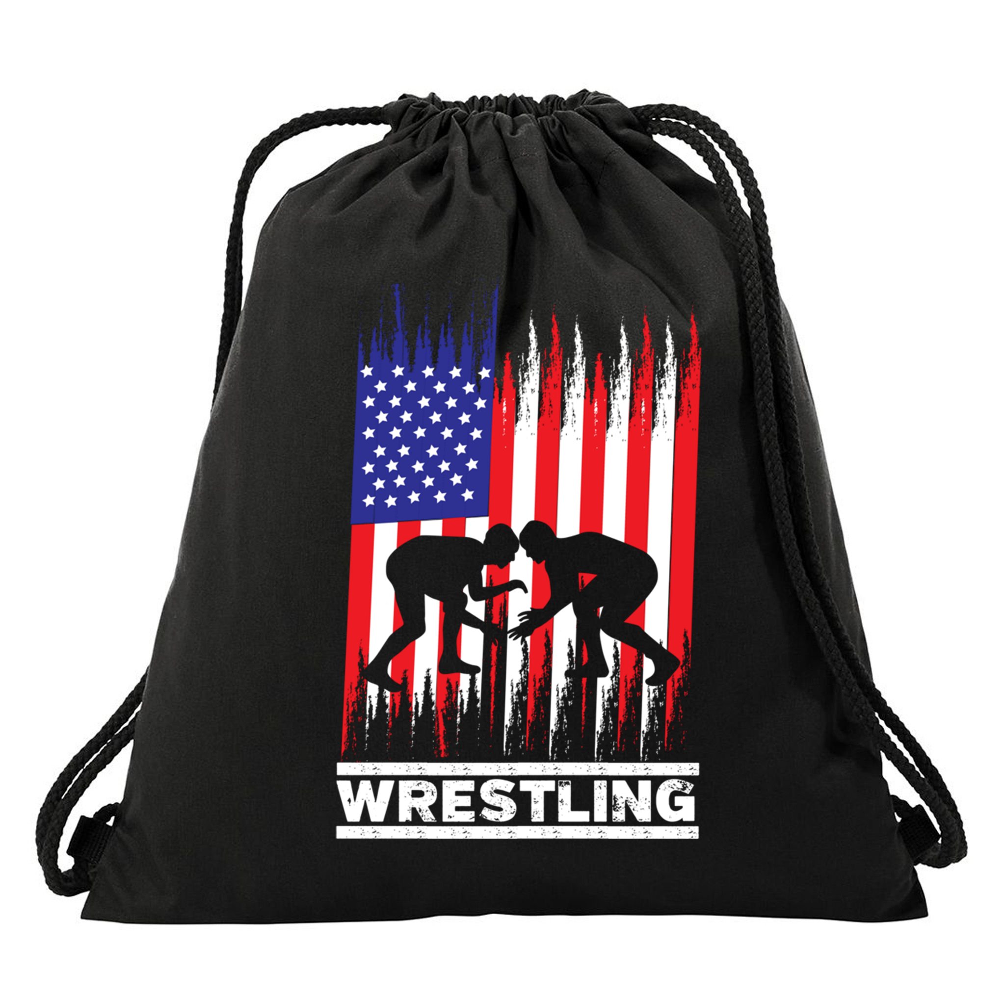 Wrestler Wrestling Fans American Flag Men Women Gift Drawstring Bag