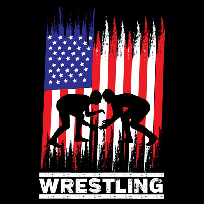 Wrestler Wrestling Fans American Flag Men Women Gift Drawstring Bag