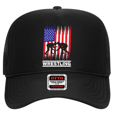 Wrestler Wrestling Fans American Flag Men Women Gift Trucker Hat