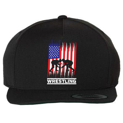 Wrestler Wrestling Fans American Flag Men Women Gift Wool Snapback Cap