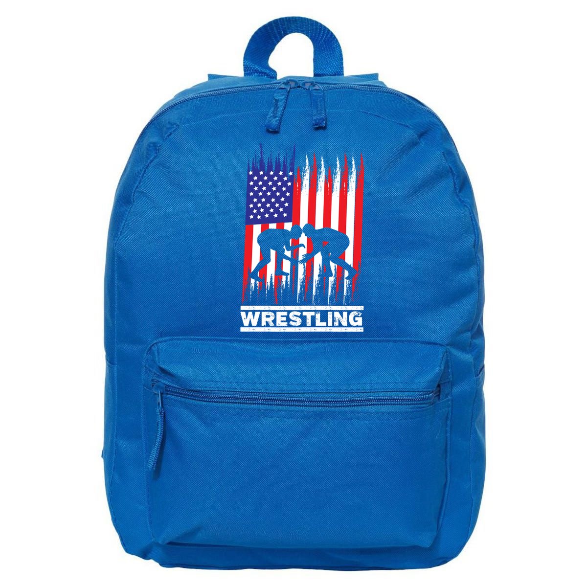 Wrestler Wrestling Fans American Flag Men Women Gift 16 in Basic Backpack