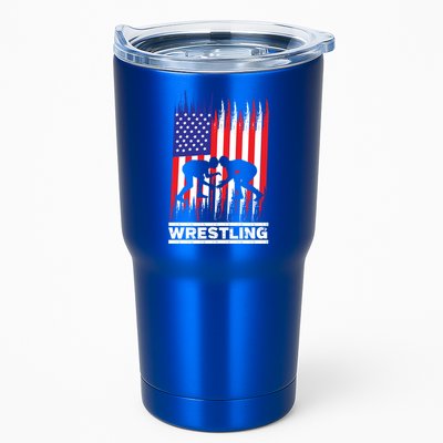 Wrestler Wrestling Fans American Flag Men Women Gift Tumbler