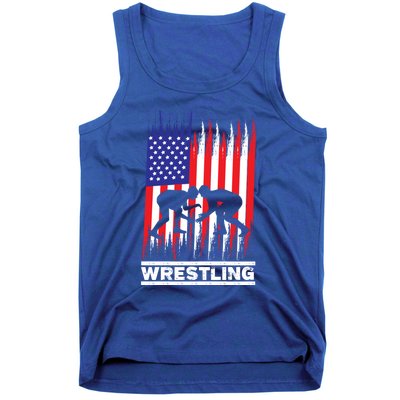 Wrestler Wrestling Fans American Flag Men Women Gift Tank Top