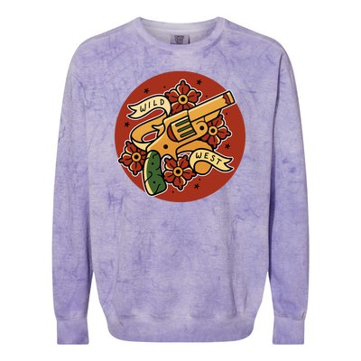 Wild West Floral Gun Colorblast Crewneck Sweatshirt