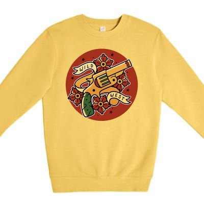 Wild West Floral Gun Premium Crewneck Sweatshirt