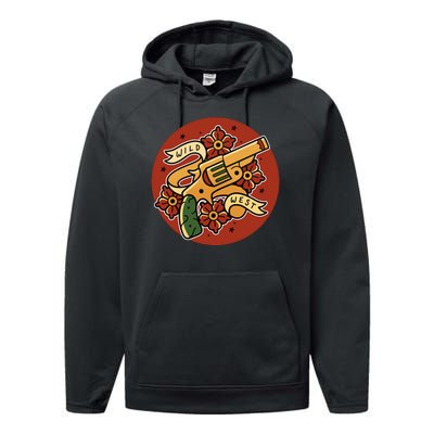 Wild West Floral Gun Performance Fleece Hoodie