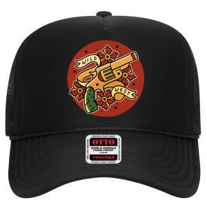 Wild West Floral Gun High Crown Mesh Back Trucker Hat