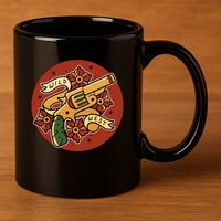 Wild West Floral Gun 11oz C Handle Ceramic Mug