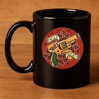 Wild West Floral Gun 11oz C Handle Ceramic Mug