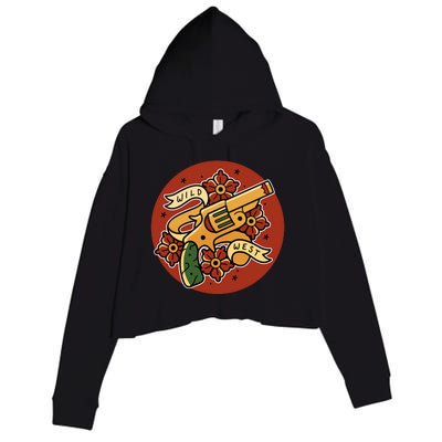 Wild West Floral Gun Crop Fleece Hoodie