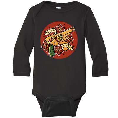 Wild West Floral Gun Baby Long Sleeve Bodysuit