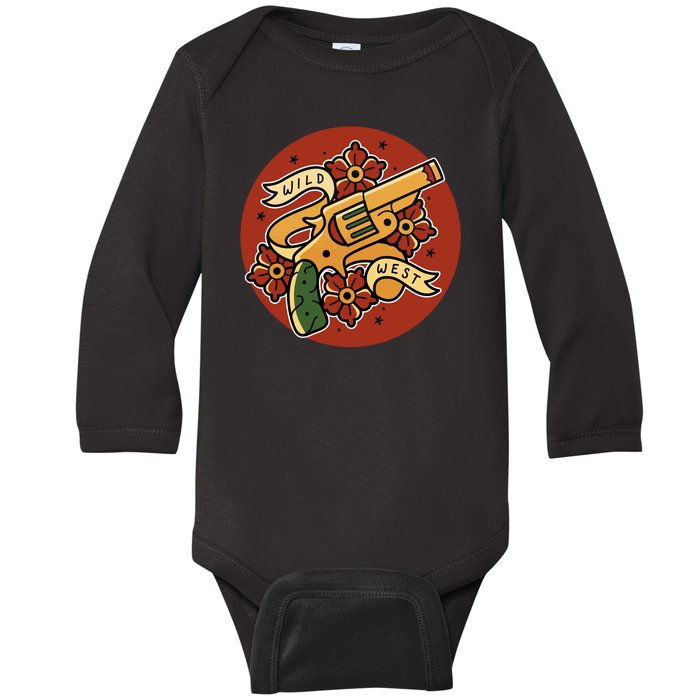 Wild West Floral Gun Baby Long Sleeve Bodysuit