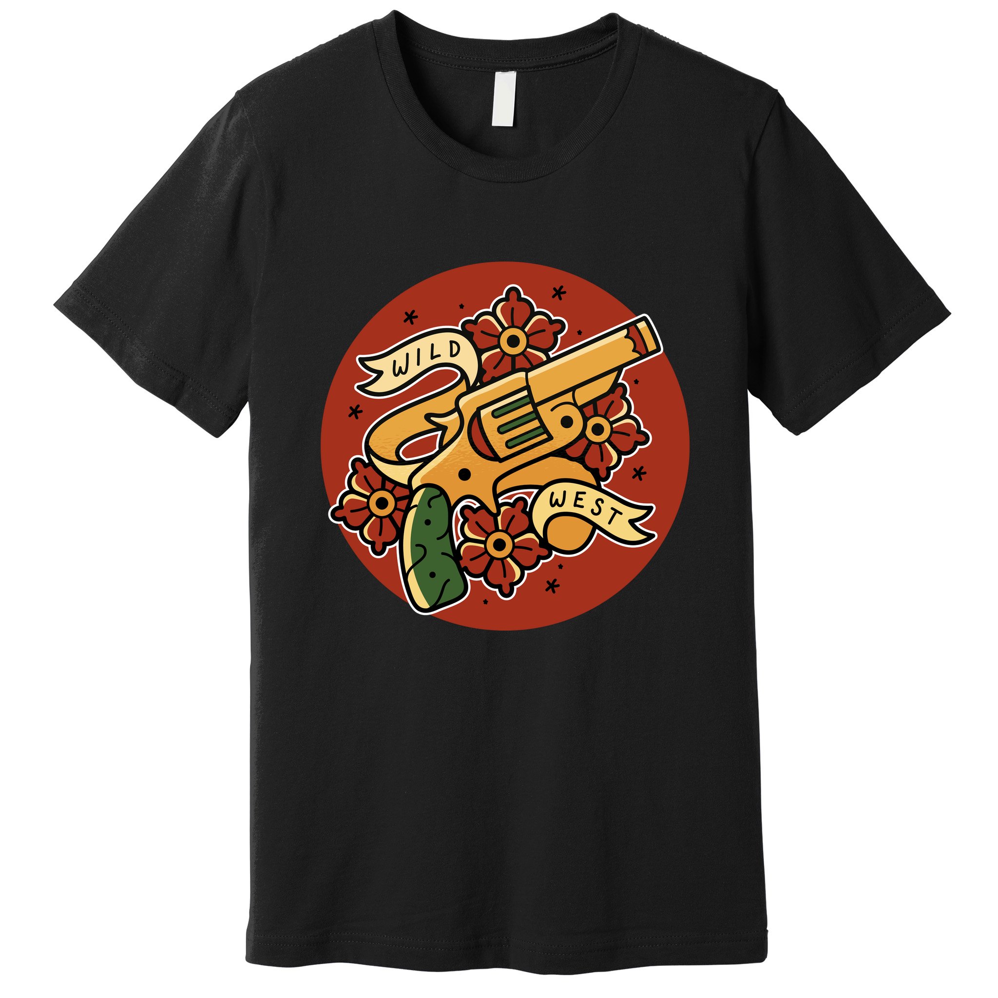Wild West Floral Gun Premium T-Shirt