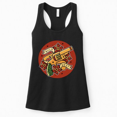 Wild West Floral Gun Womens Tank Top