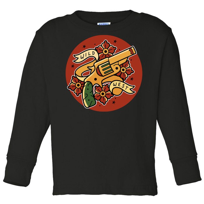 Wild West Floral Gun Toddler Long Sleeve Shirt