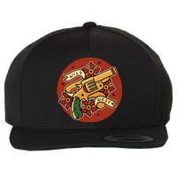 Wild West Floral Gun Wool Snapback Cap