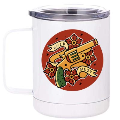 Wild West Floral Gun 12 oz Stainless Steel Tumbler Cup