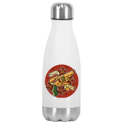 Wild West Floral Gun Stainless Steel Insulated Water Bottle