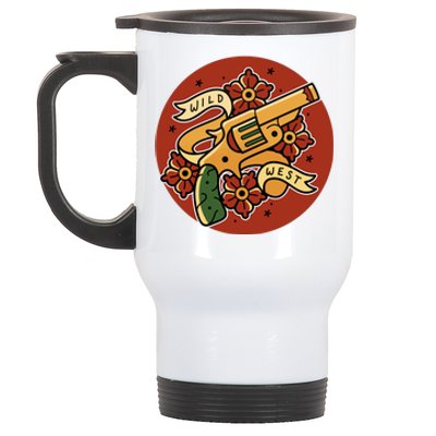 Wild West Floral Gun Stainless Steel Travel Mug