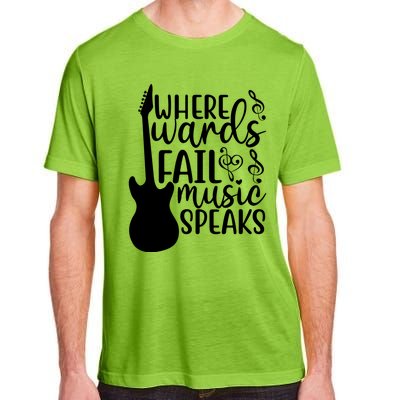 Where Words Fail Music Speaks Great Gift Musical Music Notes Musician Gift Adult ChromaSoft Performance T-Shirt