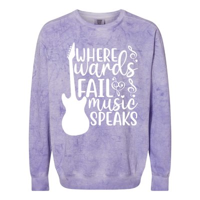 Where Words Fail Music Speaks Great Gift Musical Music Notes Musician Gift Colorblast Crewneck Sweatshirt