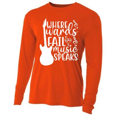 Where Words Fail Music Speaks Great Gift Musical Music Notes Musician Gift Cooling Performance Long Sleeve Crew