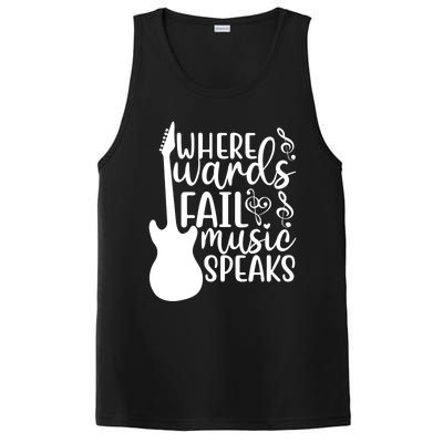 Where Words Fail Music Speaks Great Gift Musical Music Notes Musician Gift PosiCharge Competitor Tank