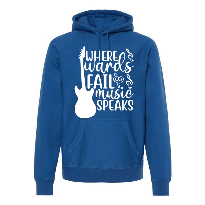 Where Words Fail Music Speaks Great Gift Musical Music Notes Musician Gift Premium Hoodie