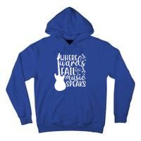 Where Words Fail Music Speaks Great Gift Musical Music Notes Musician Gift Tall Hoodie