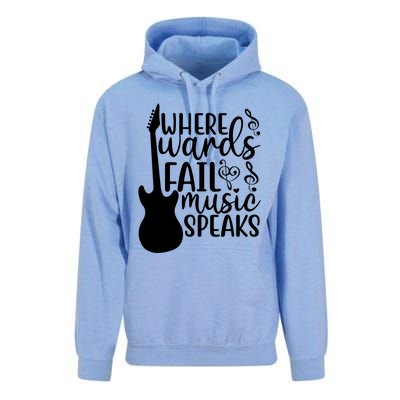 Where Words Fail Music Speaks Great Gift Musical Music Notes Musician Gift Unisex Surf Hoodie