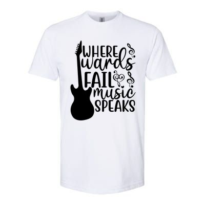 Where Words Fail Music Speaks Great Gift Musical Music Notes Musician Gift Softstyle CVC T-Shirt