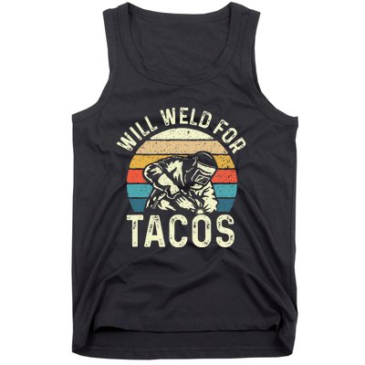 Will Weld For Tacos Welder Steel Worker Metalworking Lover Tank Top