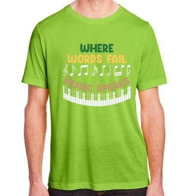 Where Words Fail Music Speaks Gift Musical Music Notes Musician Great Gift Adult ChromaSoft Performance T-Shirt