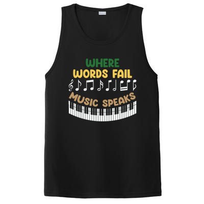 Where Words Fail Music Speaks Gift Musical Music Notes Musician Great Gift PosiCharge Competitor Tank