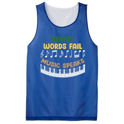 Where Words Fail Music Speaks Gift Musical Music Notes Musician Great Gift Mesh Reversible Basketball Jersey Tank