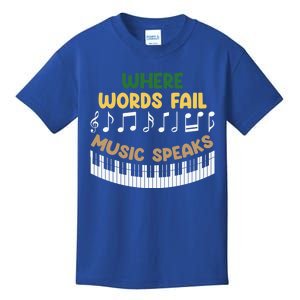 Where Words Fail Music Speaks Gift Musical Music Notes Musician Great Gift Kids T-Shirt