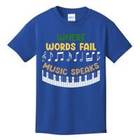 Where Words Fail Music Speaks Gift Musical Music Notes Musician Great Gift Kids T-Shirt