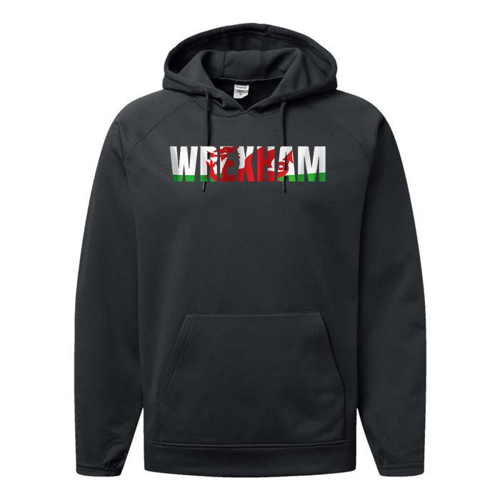 Wrexham Wales Flag Welsh Dragon Apparel Merchandise Performance Fleece Hoodie