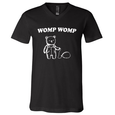 Womp Womp Funny Quote Cartoon Bear V-Neck T-Shirt