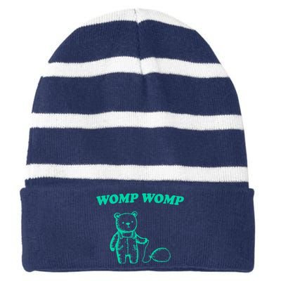 Womp Womp Funny Meme Bear Striped Beanie with Solid Band